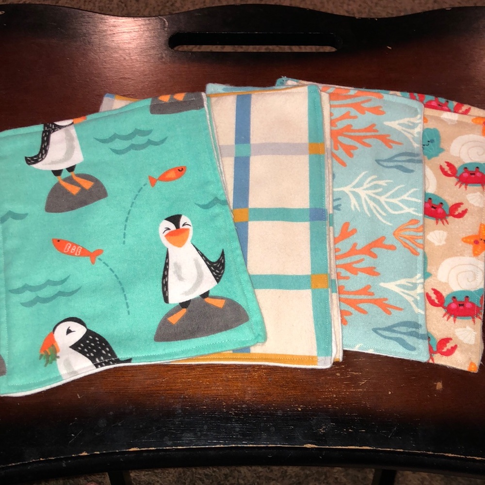 6x8 inch double lined and secured 100% Cotton flannel super cloth wipes set of 2